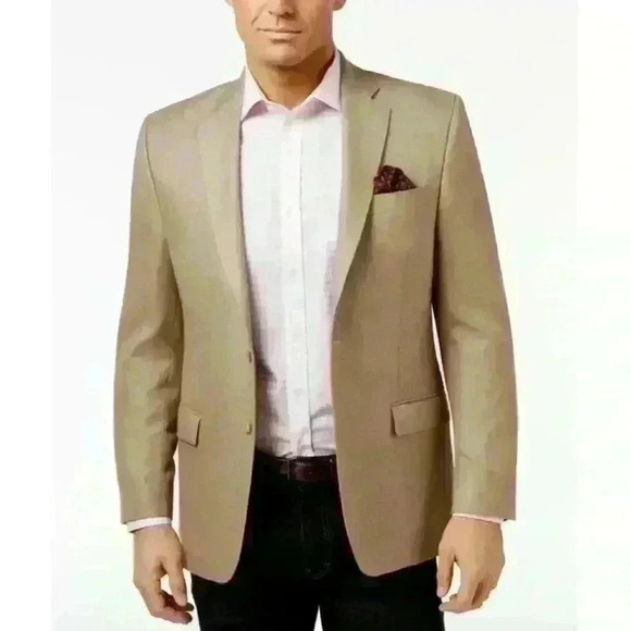 Lauren Ralph Lauren Classic Tan Sports Coat Blazer Suit Lined Jacket Mens 38R - Picture 1 of 16